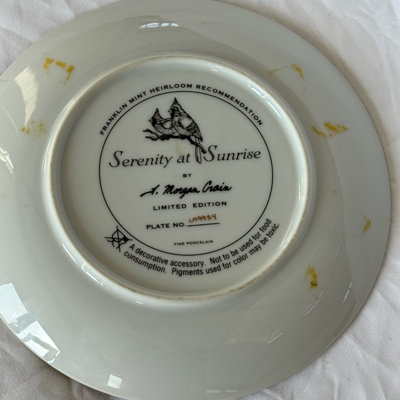 Franklin Mint limited edition collectors plate Serenity of Sunrise cardinal bird - Picture 4 of 5